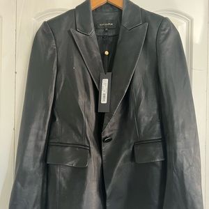 Black Leather Blazer Jacket